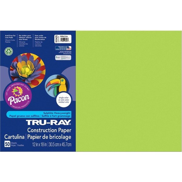 Tru-Ray Paper, Const, 12X18, Brlnt Lme Pk PAC103425